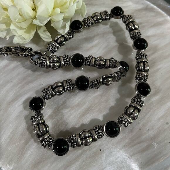 NEW Sundance Vintage Mexican Sterling Silver Glass Chunky Link Clasp Necklace 18 - Picture 8 of 14